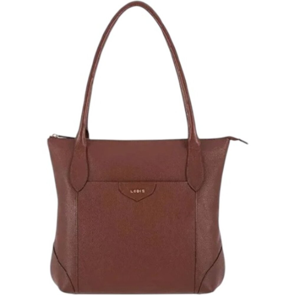 Lodis Kiera Pebble Leather Travel Tote Shoulder Bag - Golden Tan